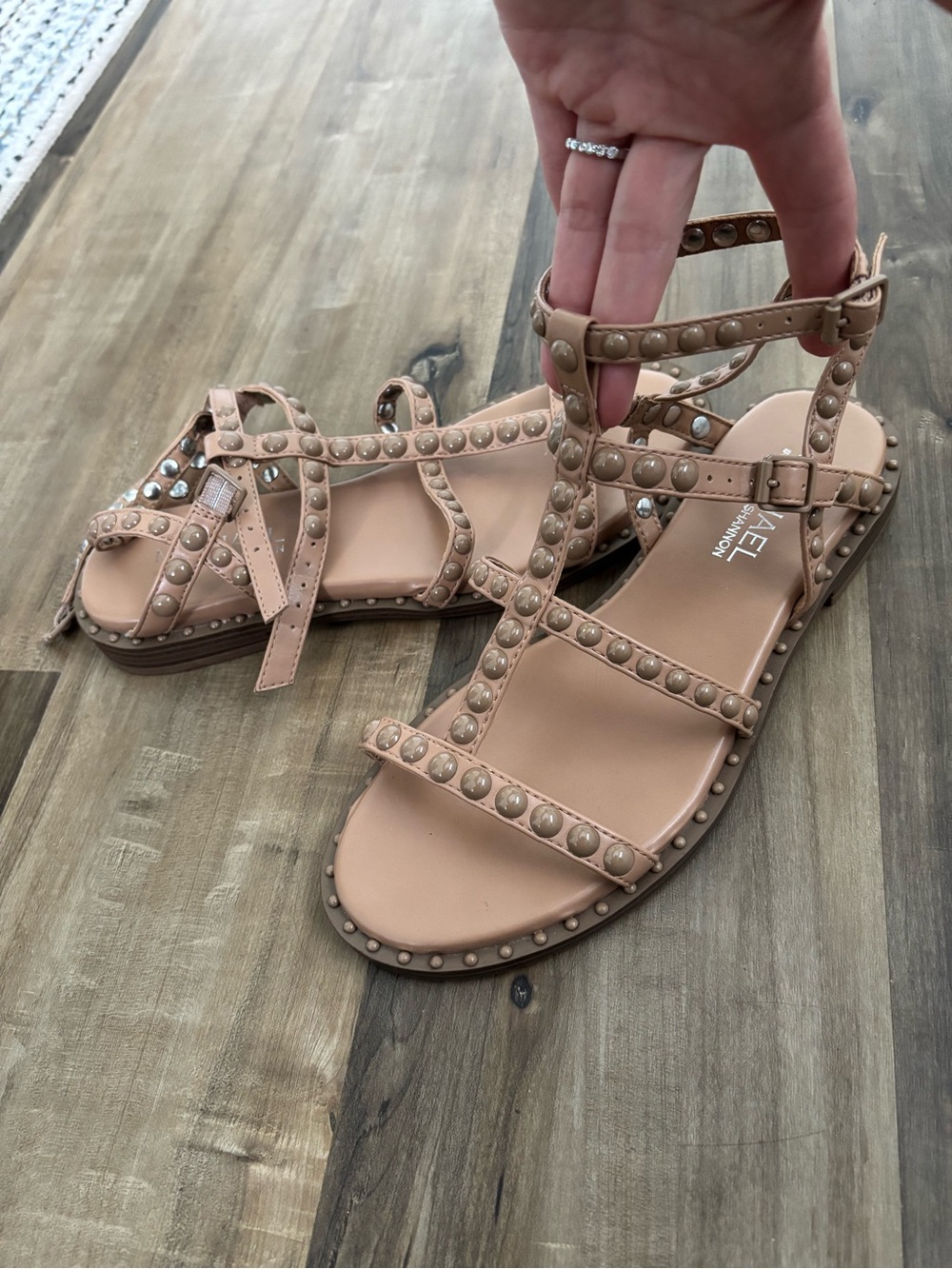 Michael Shannon Blush Tan Studded Strappy Sandals